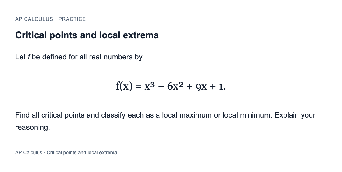 AP Calculus critical-points exercise